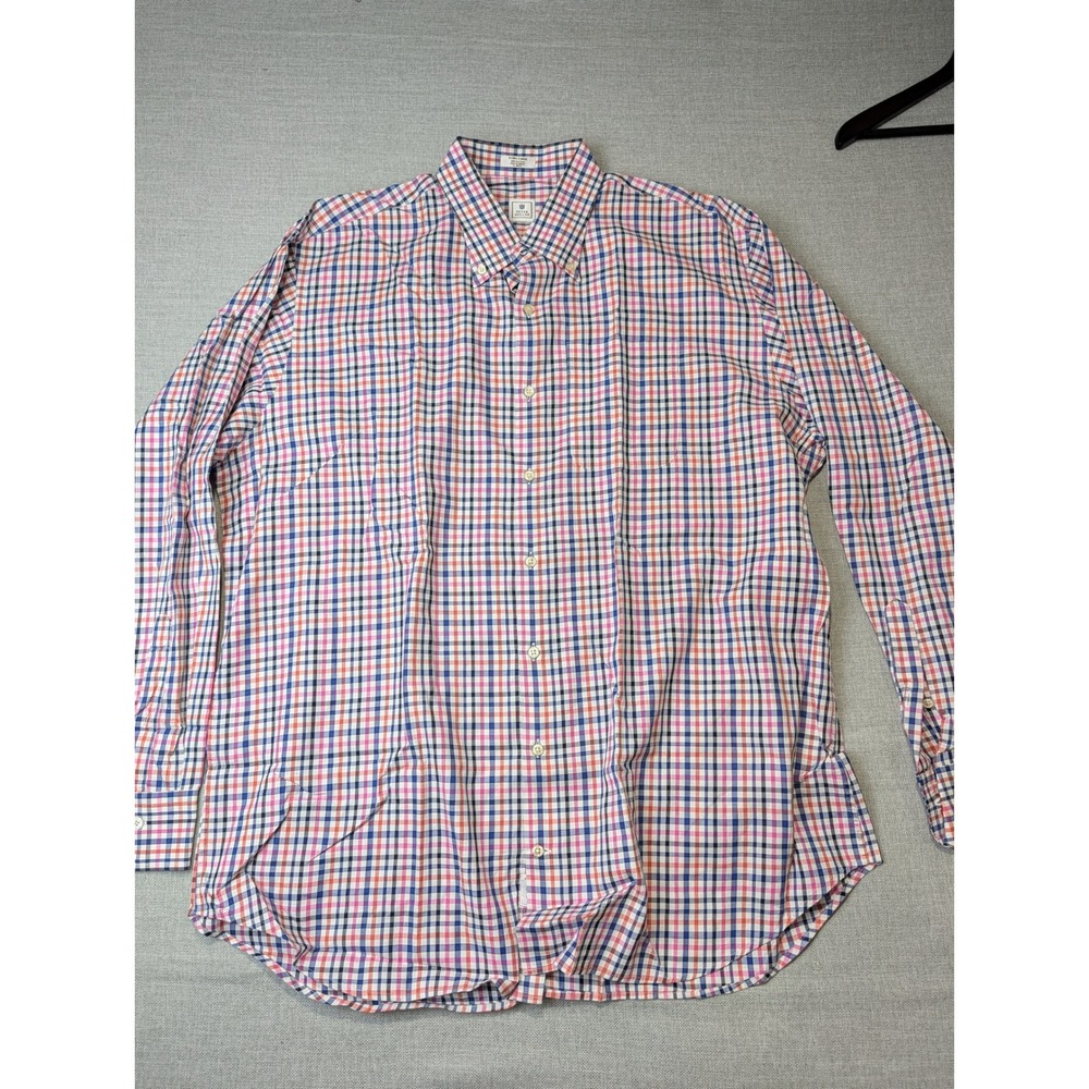 Peter Millar Button Down Mens XL Multi Color 100% Cotton Plaid Tattersall Shirt